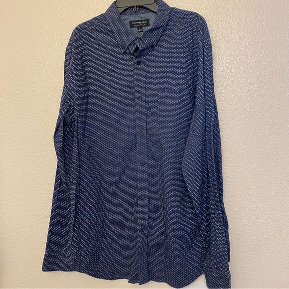 Banana republic 100% cotton soft wash standard fit button up shirt micro print L - Picture 3 of 8